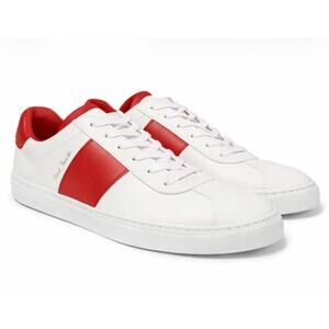 Paul Smith Unisex White and Red Leather Sneakers
